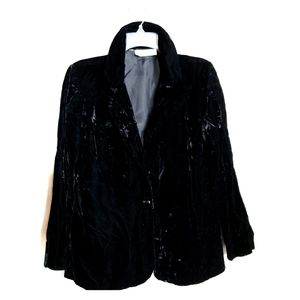 Bernie Bee Vintage 70 black velvet 2 button blazer